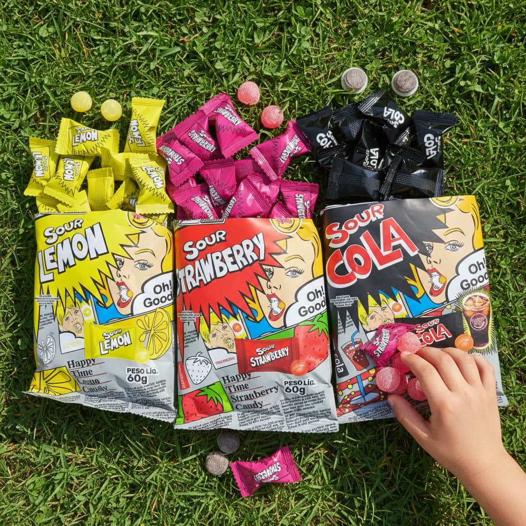 Balas Japonesas Super Lemon Limão Cola Soda ou Morango Balinhas Azedas Coreanas - Importada Japão