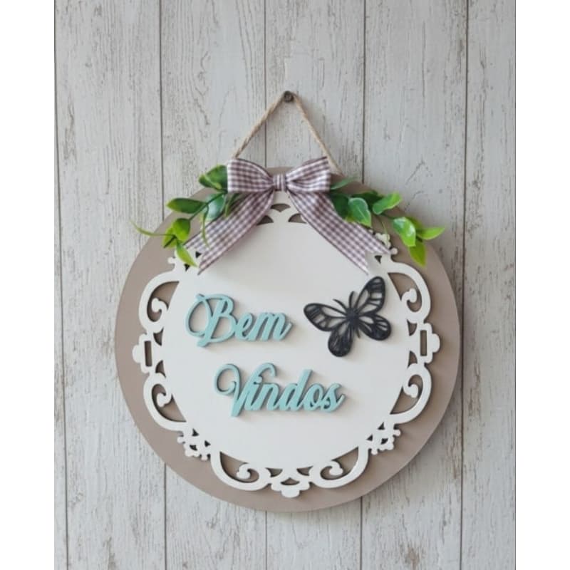 Placa Decorativa Bem-Vindos – Charme e Acolhimento para sua Porta 🏡✨