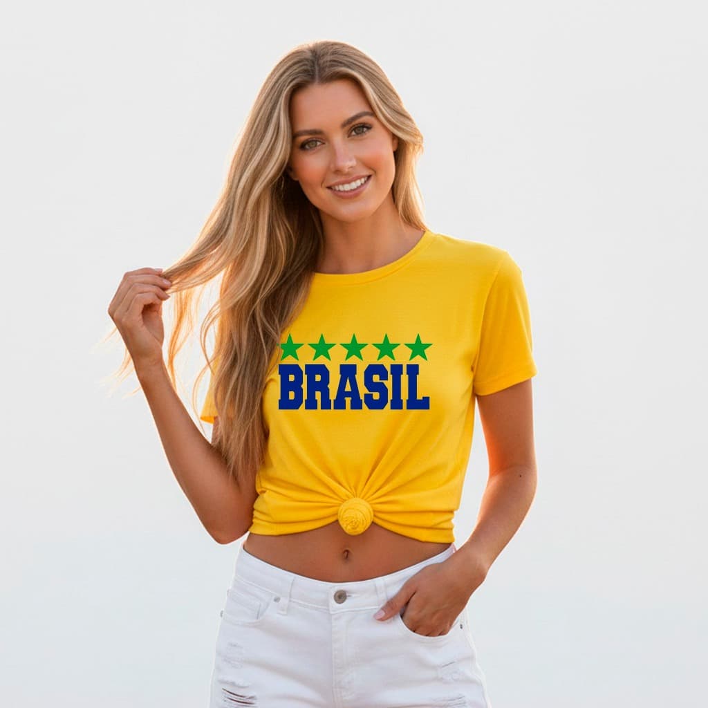 Camiseta Camisa Brasil Seleção Blusa Copa 2026 Algodão Premium