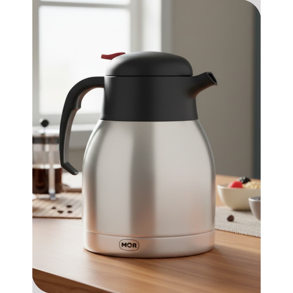 Bule Térmico Mor Inox 1,2 Litros Gatilho Ampola Inox Mantém Quente 8 Horas Livre de BPA Café Chá