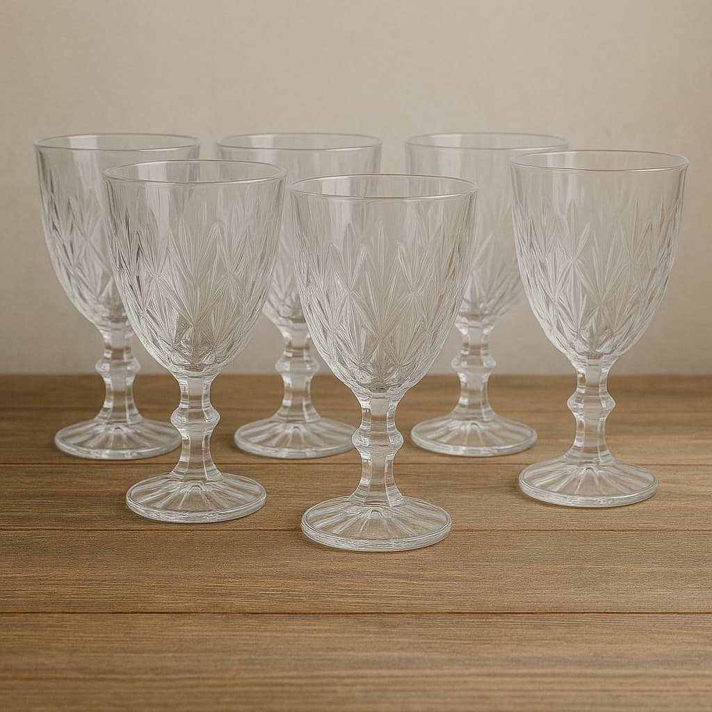 Kits de 2, 6 ou 12 Taças Vidro Transparente Para Vinho Luxo Resistente 330ml