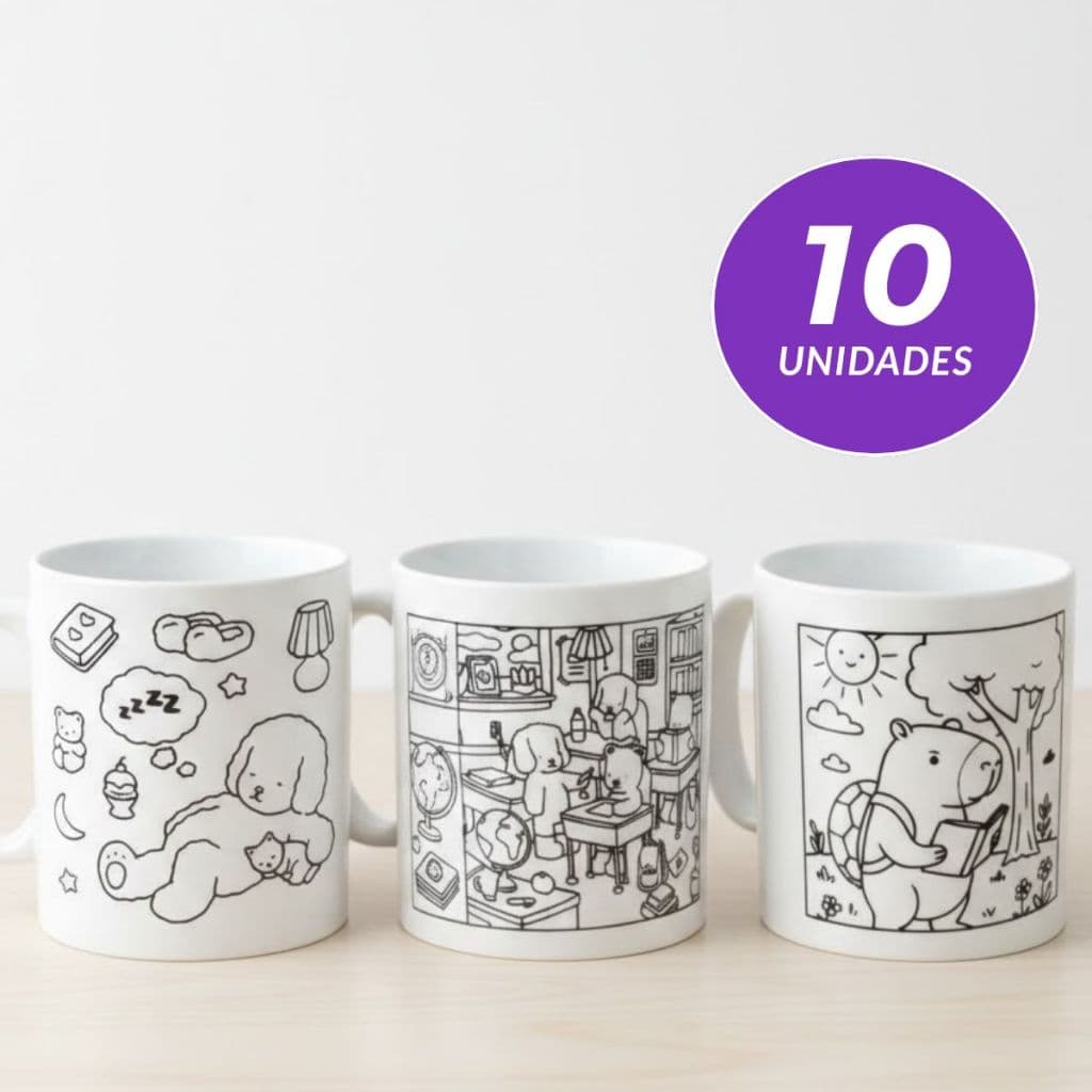 Kit 10 Caneca Infantil para Colorir na Escola Personalizada Para Lancheira merenda caneca plastica