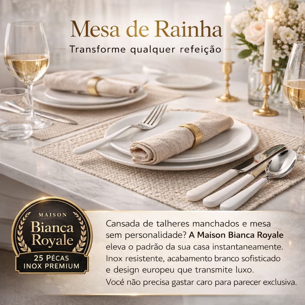 Conjunto de Talheres Inox 25 Peças Branco | Linha Maison Bianca Royale | Elegante e Resistente