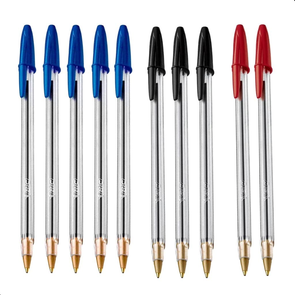Kit 10 Canetas BIC Esferográficas Ponta Média 1.0mm Azul Vermelha Preta Original Escritório Escola Estudo Escritura