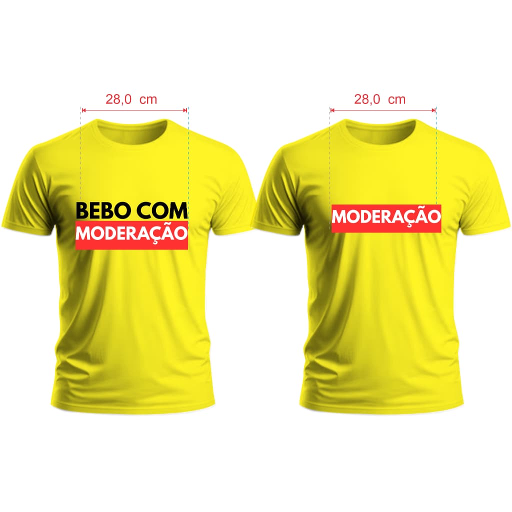 Kit Camiseta Casal Divertido Bebo com Moderação malha algodão modelagem ampla divertir e brincar festejar em 03 cores gr