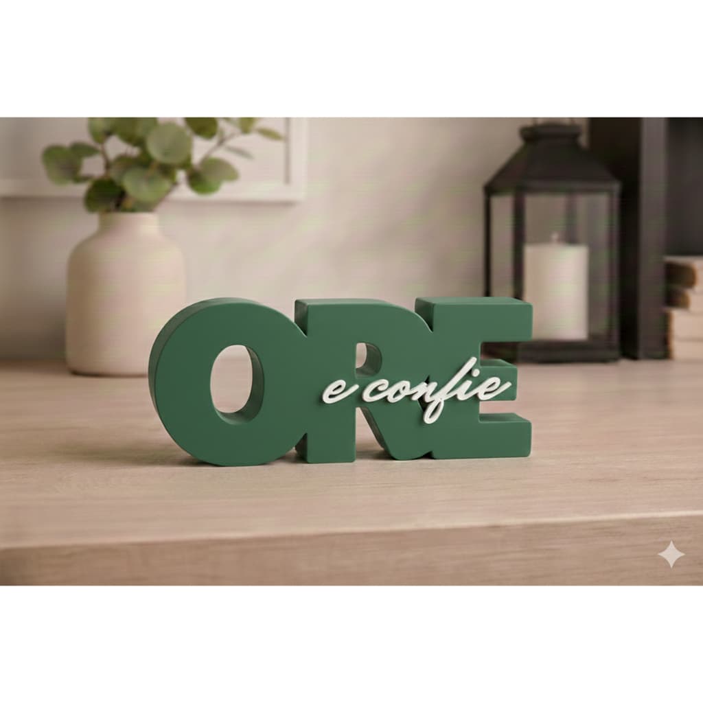 Decoração Frase Inspiradora Minimalista Quarto Escritório ORE E CONFIE Biblico Letreiro moderno