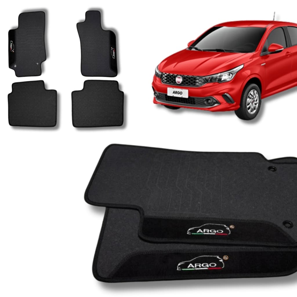 Jogo Tapete Emborrachado Fiat Argo Personalizado Preto