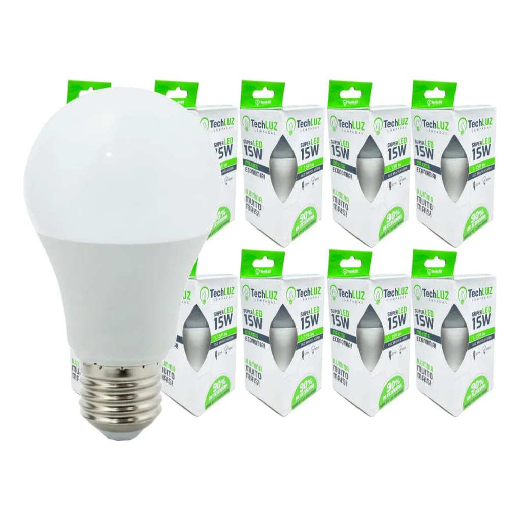 Lampada Led Bulbo 15w 6500k E27 Kit C/10 Un 127/220v Branco-frio