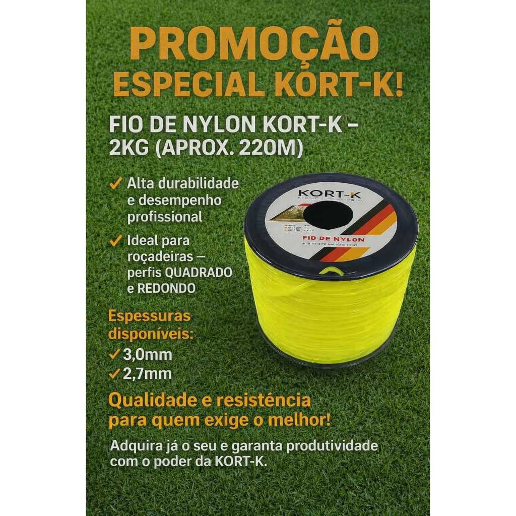 Rolo Fio Nylon 300 Mts Redondo 2.7mm Roçadeira Aparar Grama Roçadeiras a gasolina e eletricas