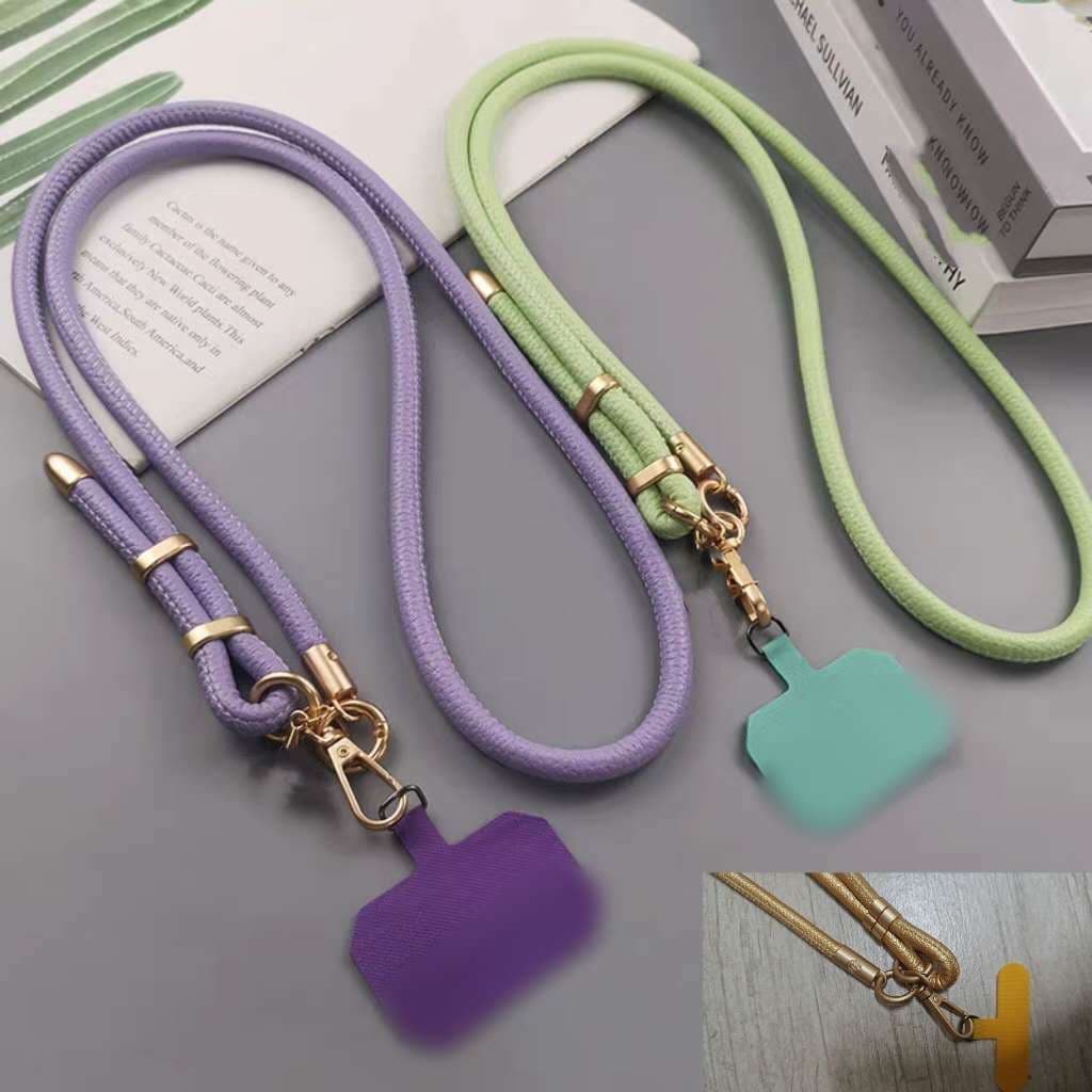 Cordão Luxo de Celular de Couro com dourado aco - Anti-Queda Universal para Todos os Cases
