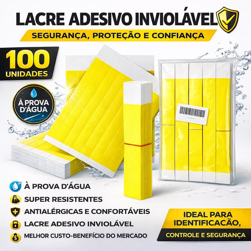 100 Pulseiras De Identificação Lisa Pulseira Para Festa Lacre Adesivo Inviolável A Prova D'Agua