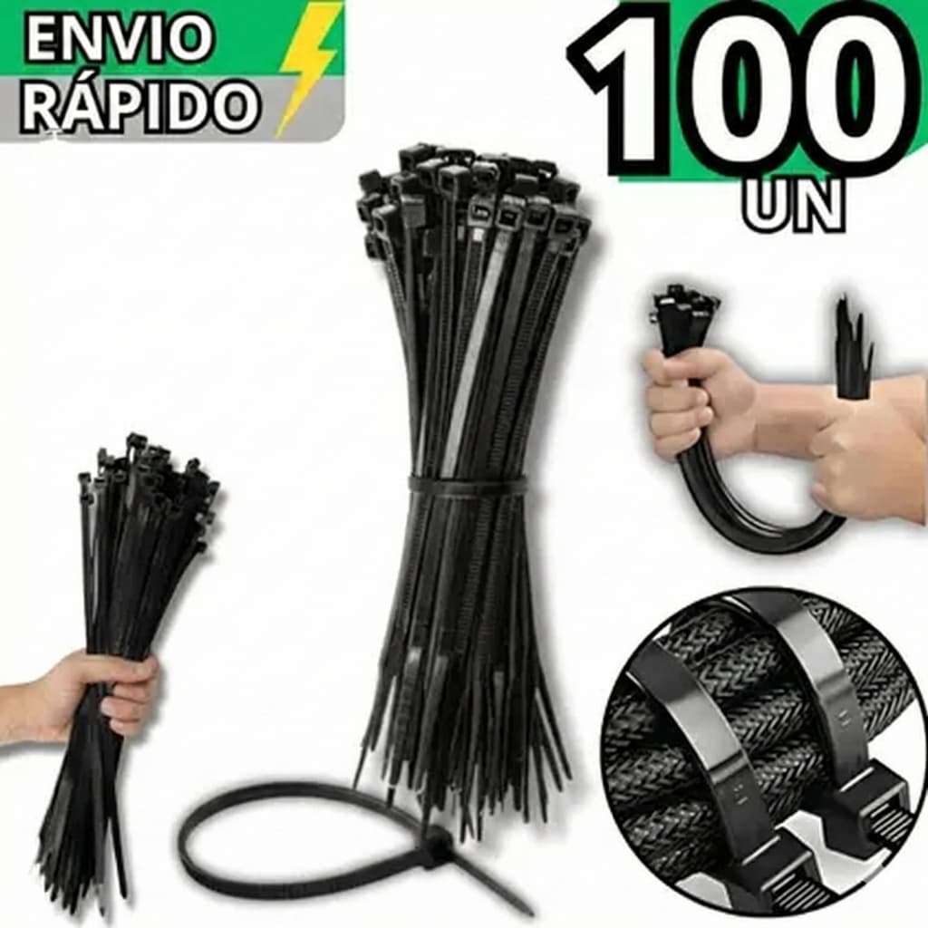 Kit 100 Abraçadeira Nylon 150mm x 3,6mm Enforca Gato MiniMen Cinta Plástica Resistente