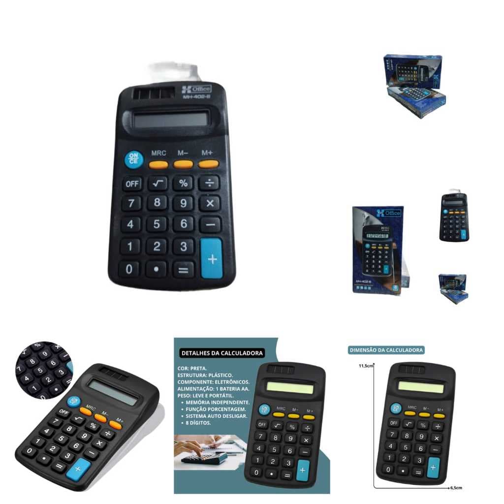 Kit 10 Calculadora de bolso 8 dígitos - Modelo MH-402 -8- Oficce