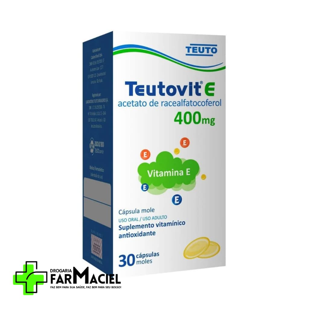 Vitamina E - Teutovit 400mg com 30 Cápsulas Gelatinosas Moles