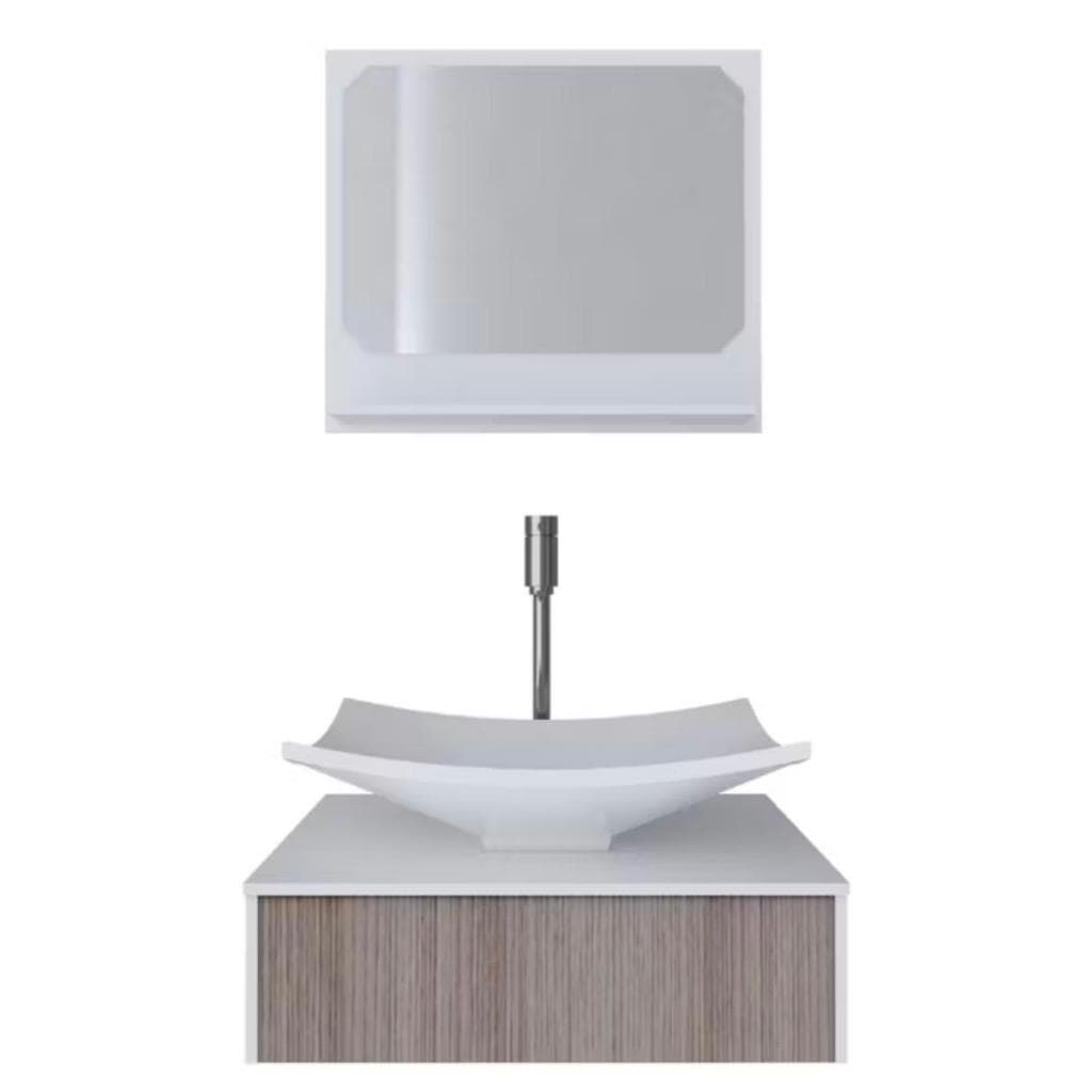 Gabinete Para Banheiro Com Cuba + Espelheira Madri 50 Cm Griggio
