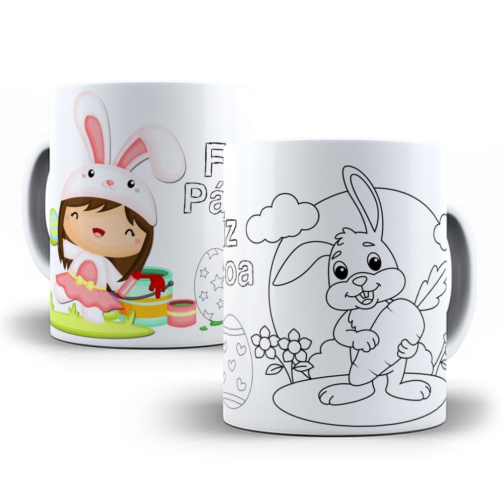 Páscoa Divertida Caneca Pra Colorir Personalizada Perfeito Para As Crianças De Plantão Caneca Páscoa