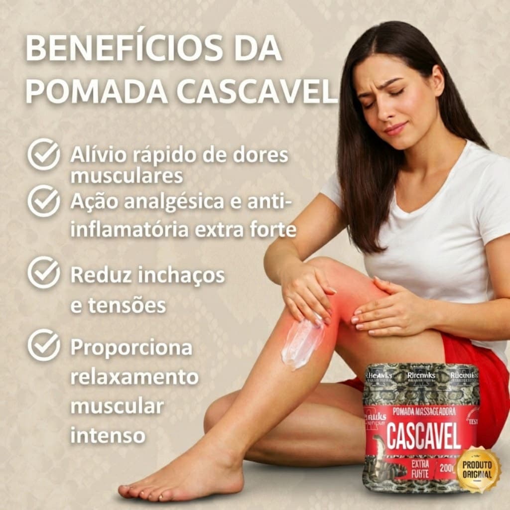 Pomada Cascavel Para Dor Muscular e Lesões Gel Massageador Quente e Esfrio Primeiro Socorros