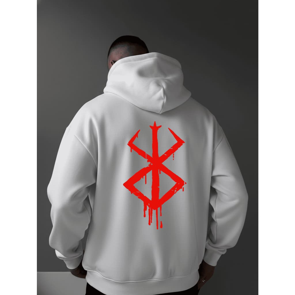 Blusa De Frio Moletom Masculino Com Capuz Estampado Casual Premium Berserk Vermelho