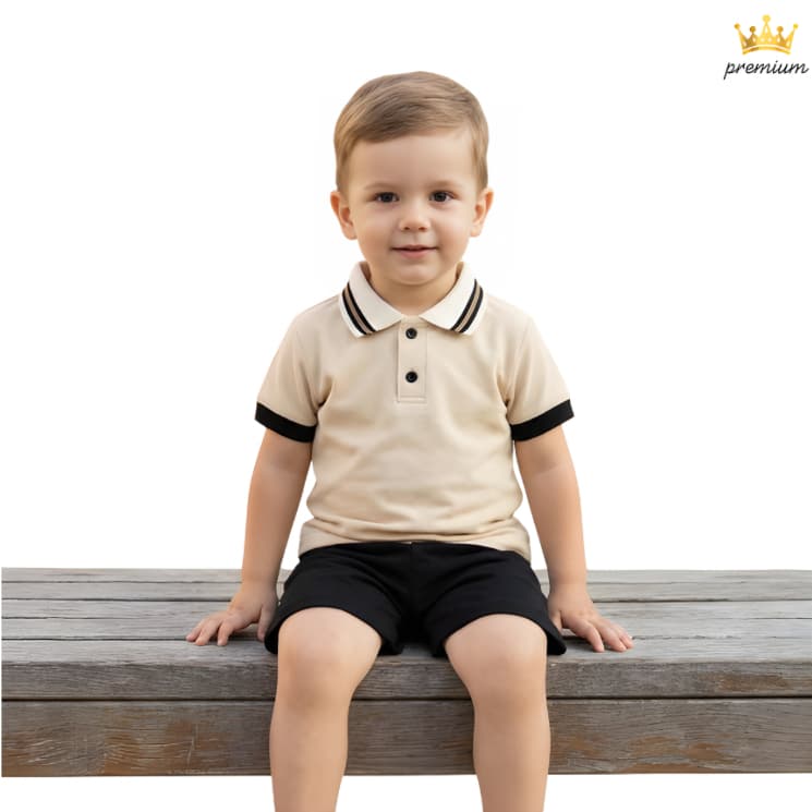 Conjunto polo Conforto-Kids Malha-Fria Não-Precisa-Passar Praticidade-Mães Correria-Diária Útil-Pack