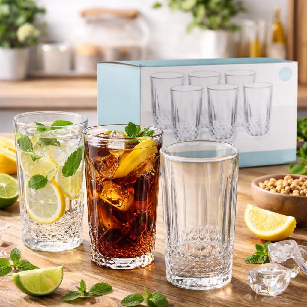 Conjunto 6 Copos Vidro Transparente 280ml Design Elegante Resistente Facil Limpeza