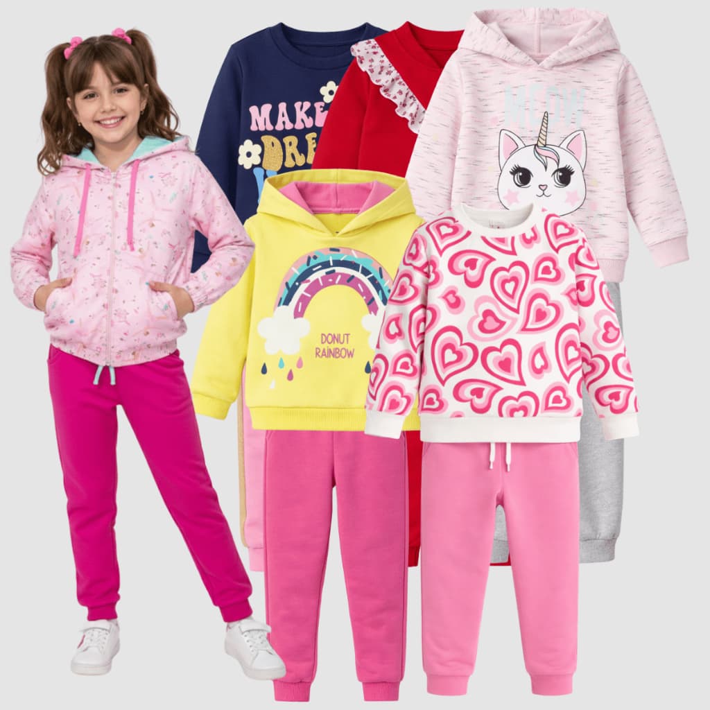 Conjunto Moletom Infantil Menina Conjunto Feminino Inverno Flanelado Sortido 4/6/10 Peças | 1 Ao 12