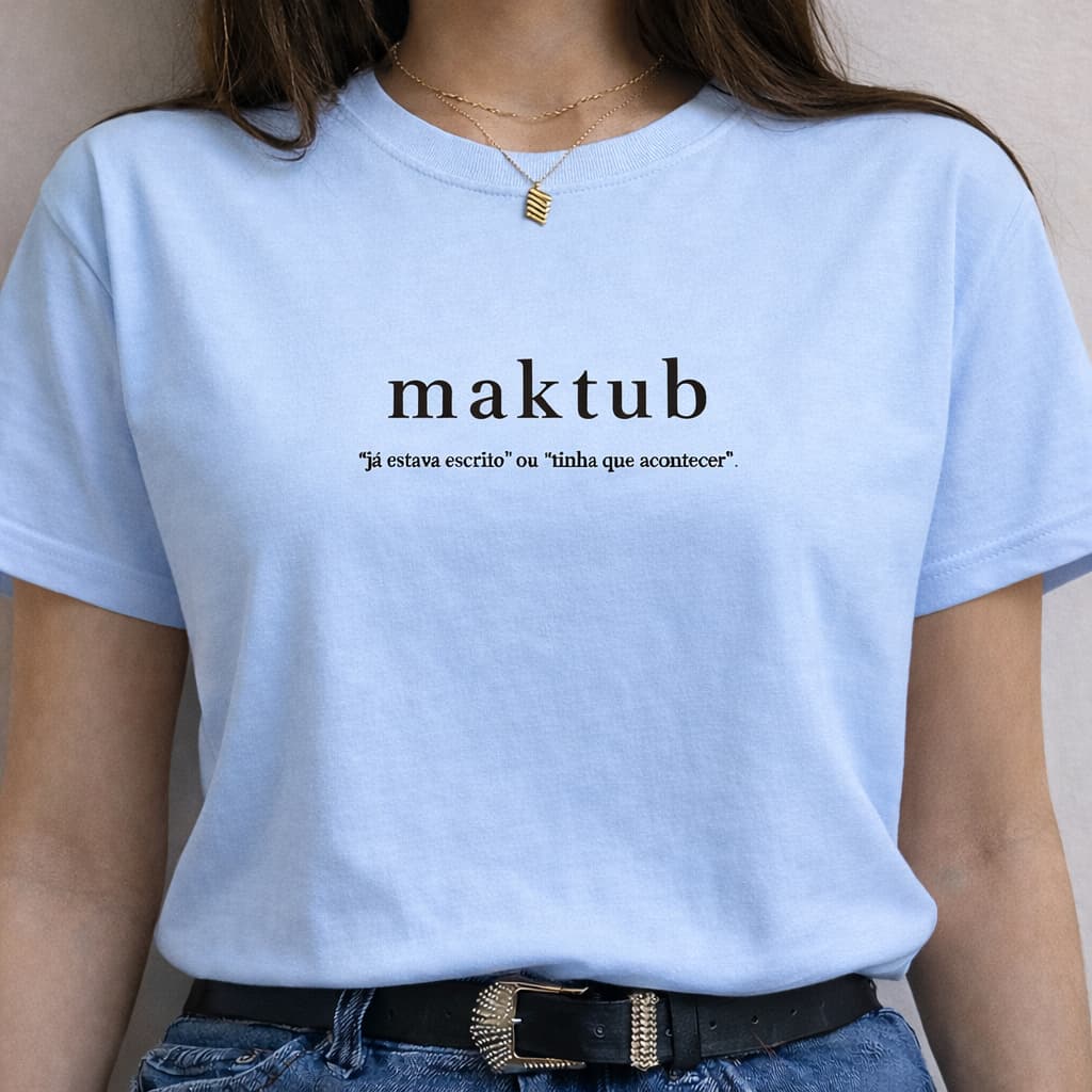 Camiseta Maktub Feminina Minimalista 100%  Algodão Premium Oversized Tumblr Casual Look Moda 2026