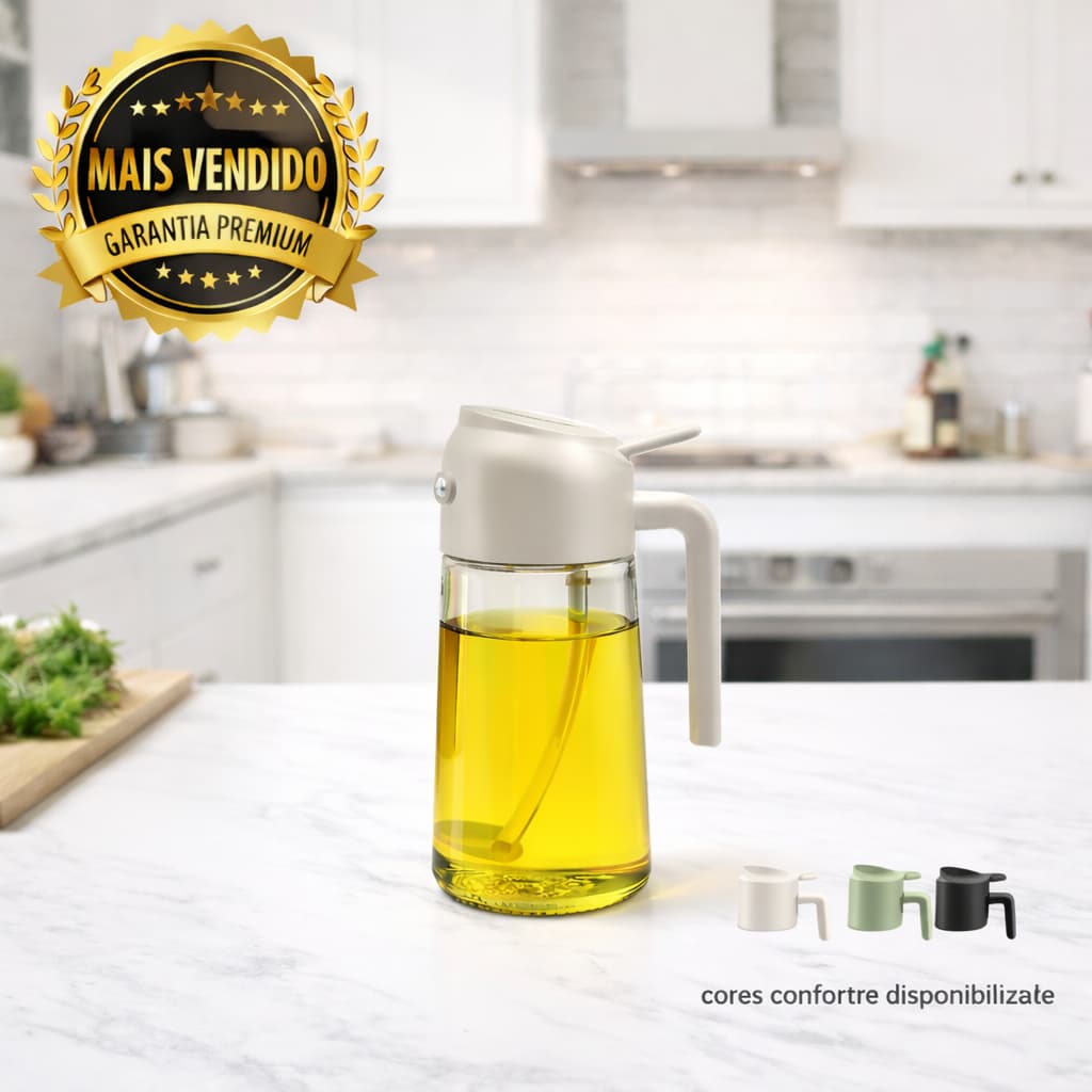 Spray Borrifador de Azeite e Vinagre 470ml | Galheteiro de Vidro Dosador | Cozinha Saudável