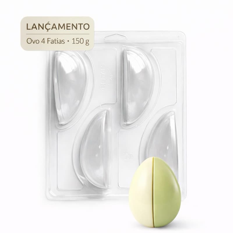 Forma 3 partes  Ovo 4 Fatias 150g para Chocolate – Ideal Degustação | Ovo de Páscoa 4 sabores