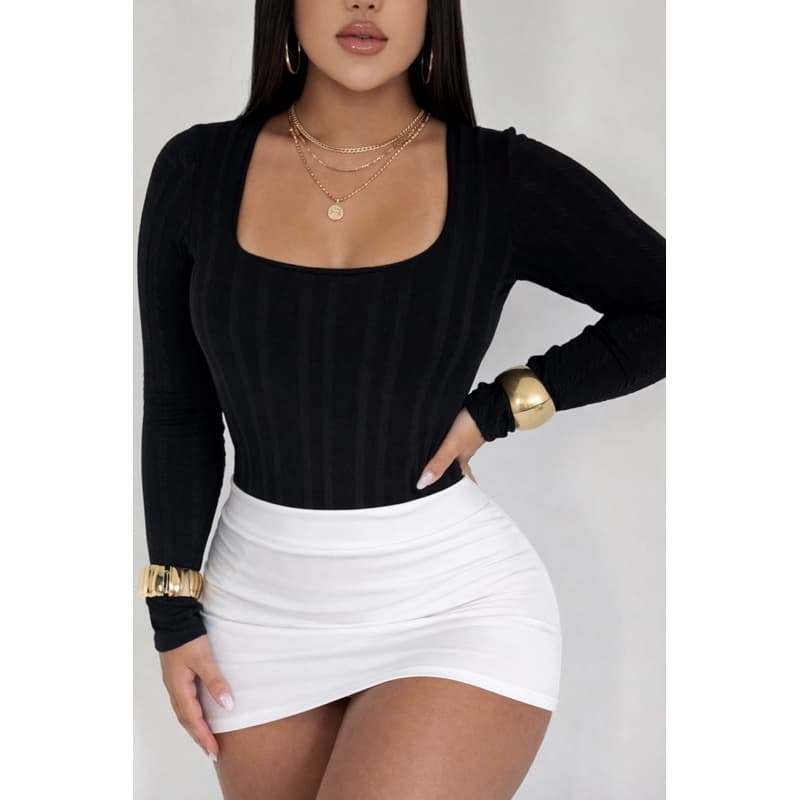 Body Femenino Decote Quadrado Manga Longa Inverno Frio Tamanho PREMIUM - Elegância e conforto