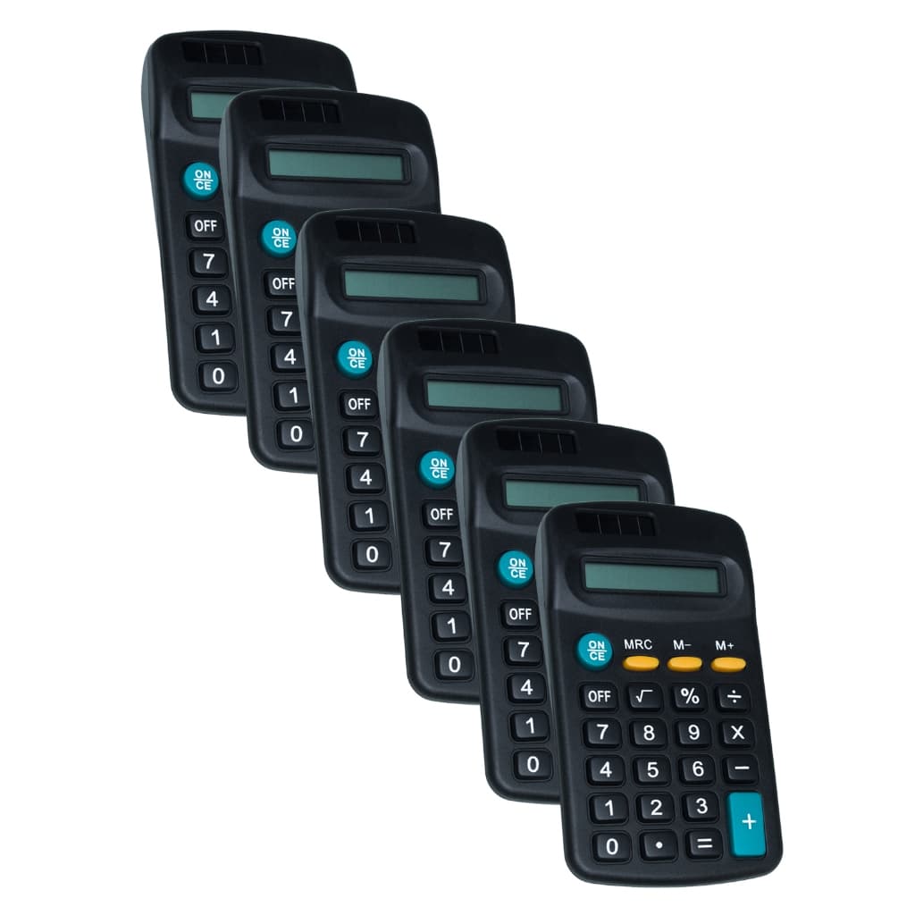 Kit 6 Calculadora Bolso Mesa Mão Display 8 Digitos