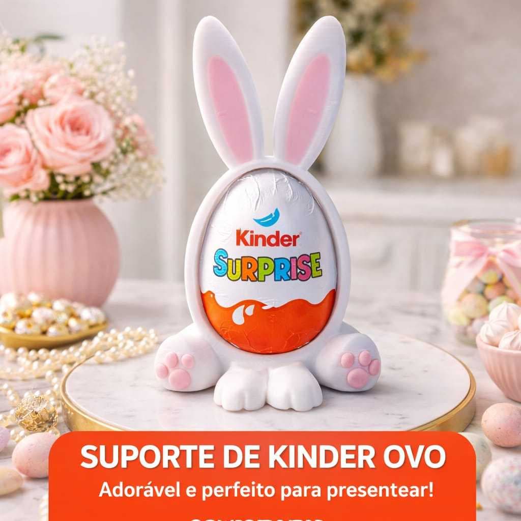Suporte para Ovo tipo Kinder Ovo Tradicional Coelhinho Páscoa Plástico Presente Criativo