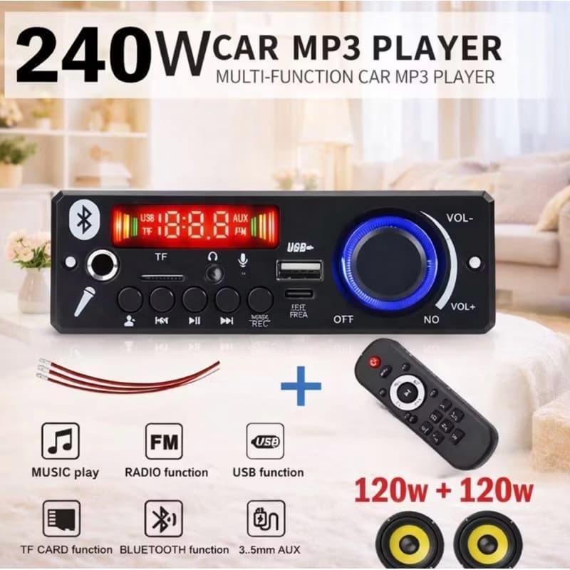 Super Potente Placa Amplificada MP3 Bluetooth 5.0 240W Amplificador Áudio FM TF USB Microfone