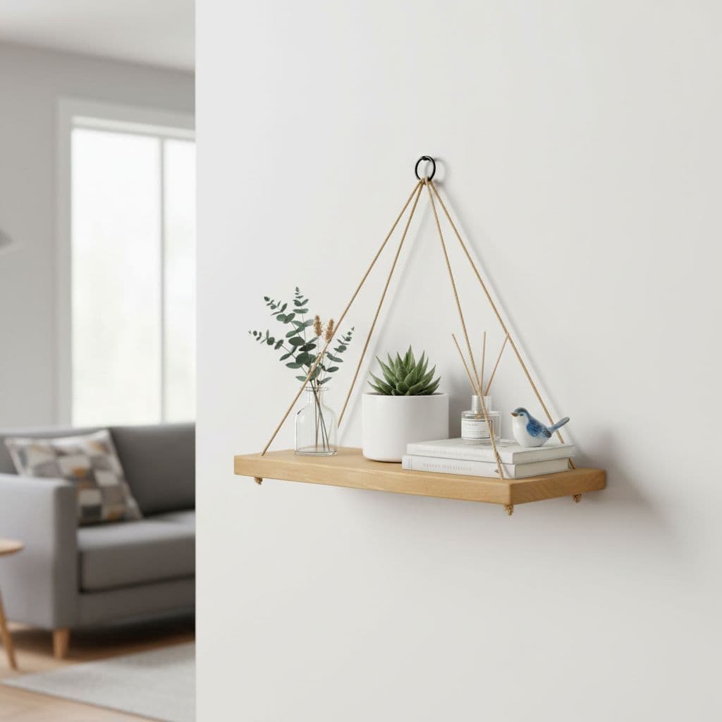 KIT ATÉ 4 PRATELEIRAS SUSPENSA NICHO DECORATIVA MDP SISAL PAREDE RÚSTICO MODERNO SALA COZINHA QUARTO