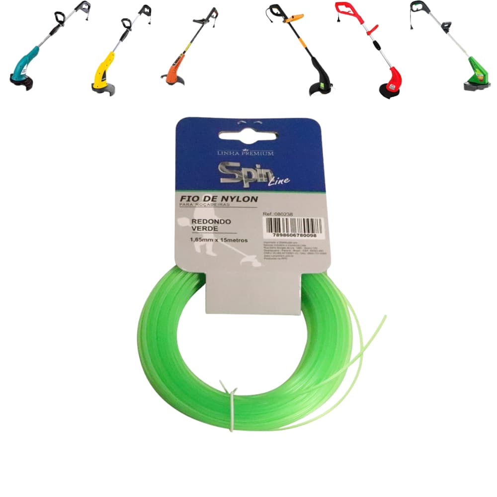 Fio Nylon Roçadeira Aparador Cortador Grama 1,65mmx15m