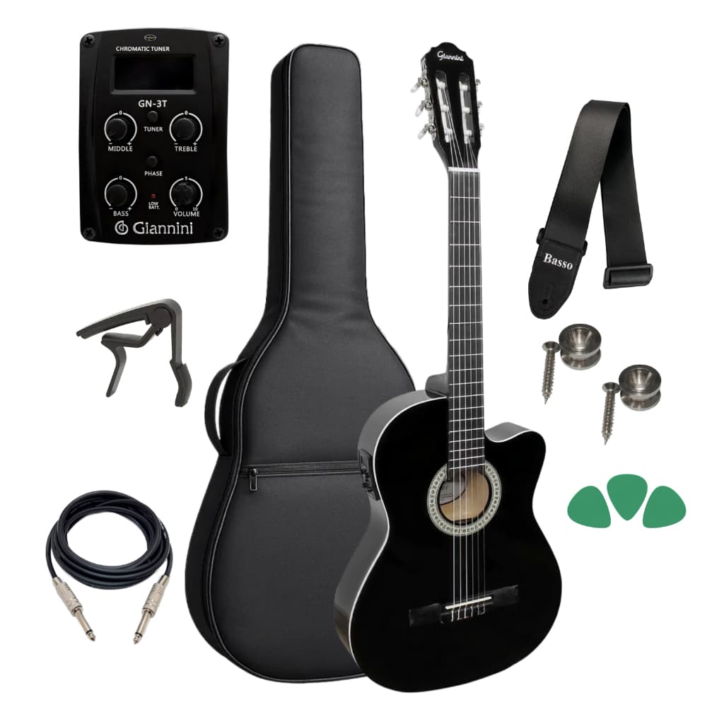 Violão Eletroacústico Giannini Nf-14 Preto Capa + Palhetas