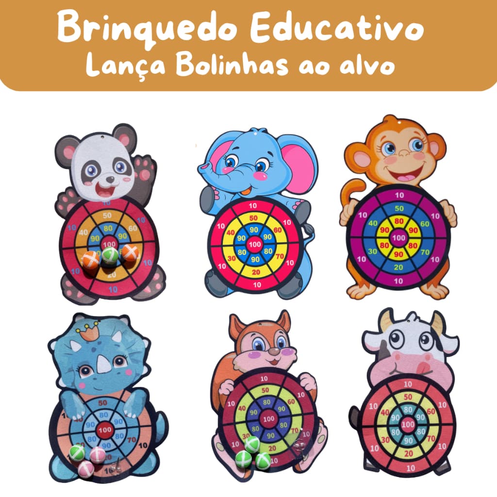 Brinquedo Infantil Tiro ao Alvo com Bolinhas de Velcro Jogo Educativo Interativo para Coordenação Motora e Diversão