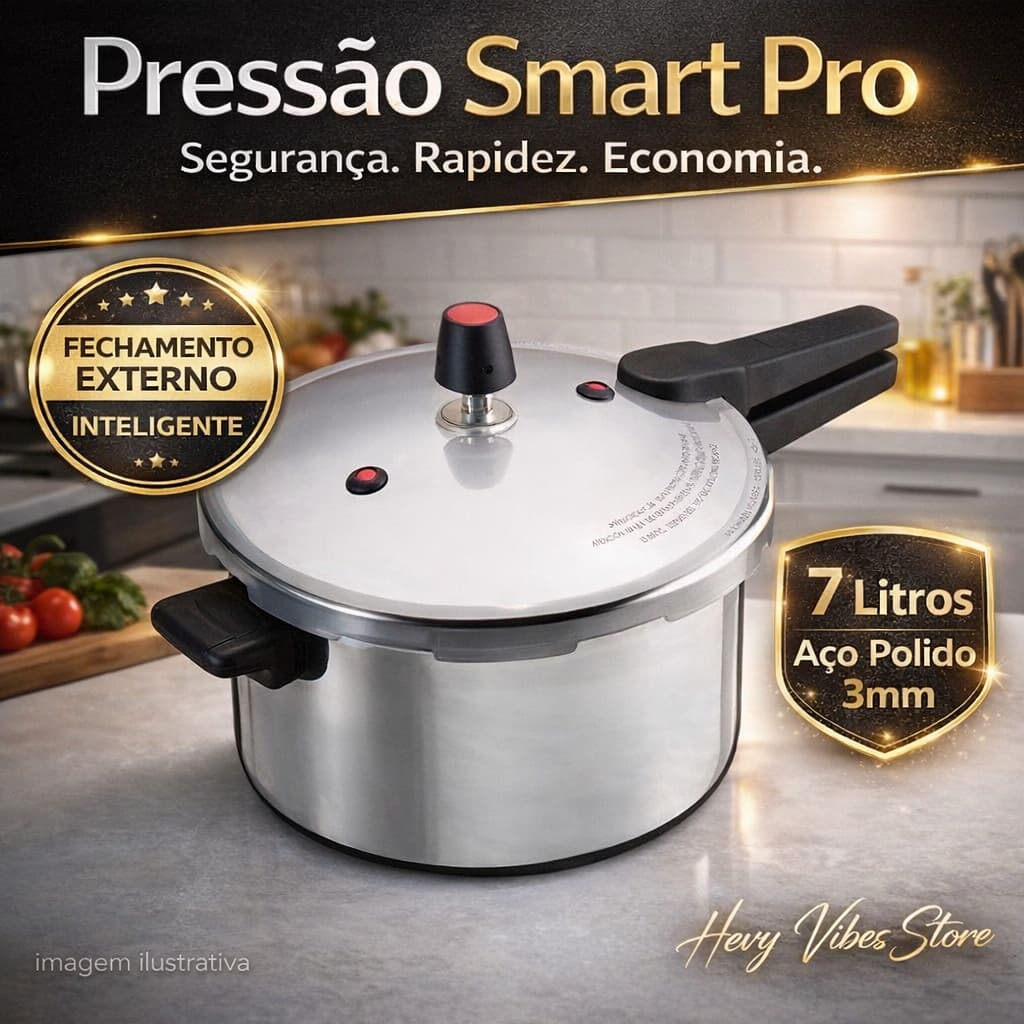 Panela De Pressão Fechamento Externo 7Litros Cozimento Rapido Certificada Inmetro 2 Apitos