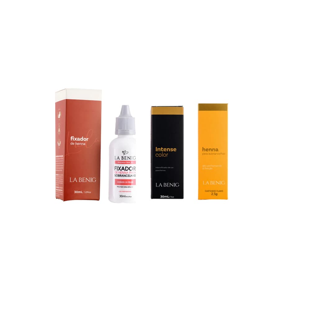 Kit Profissional Henna +fixador Sobrancelha + Intensificador
