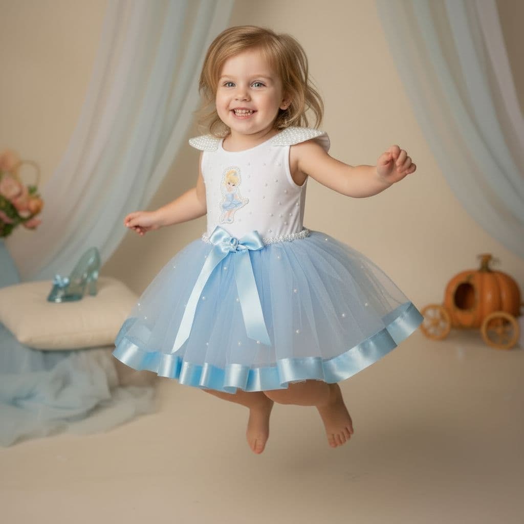 Fantasia Cinderela Menina tutu luxo Infantil Aniversario