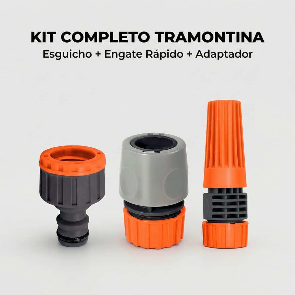 Kit Tramontina Irrigação 1/2" Universal Esguicho Engate Rapido Pino Conector Torneira Mangueira Água