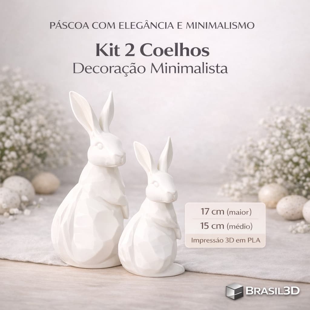 2 Coelhos Páscoa Minimalista Decoração Moderna Luxo  Enfeite