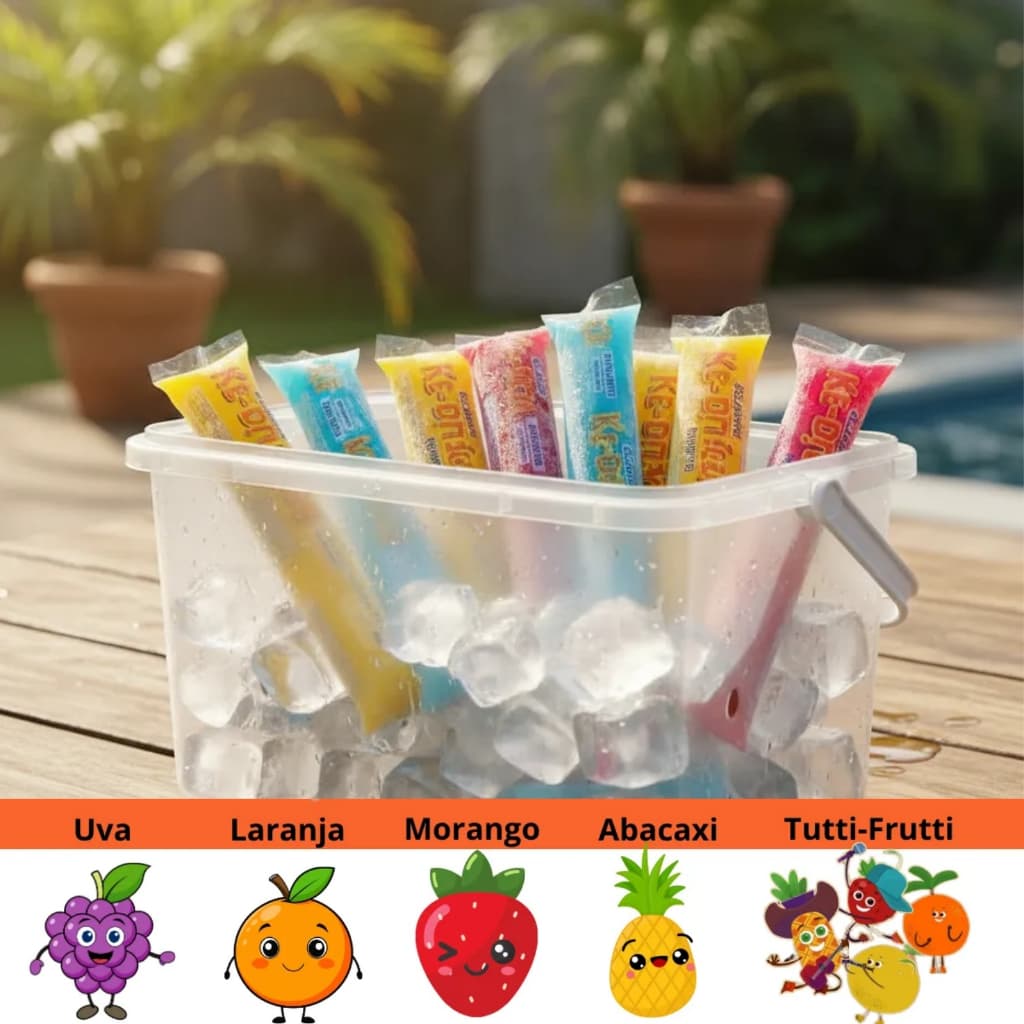 Kit 240 Geladinho Americano Gelinho Din Din Sacolé juju sorvete sabores variados
