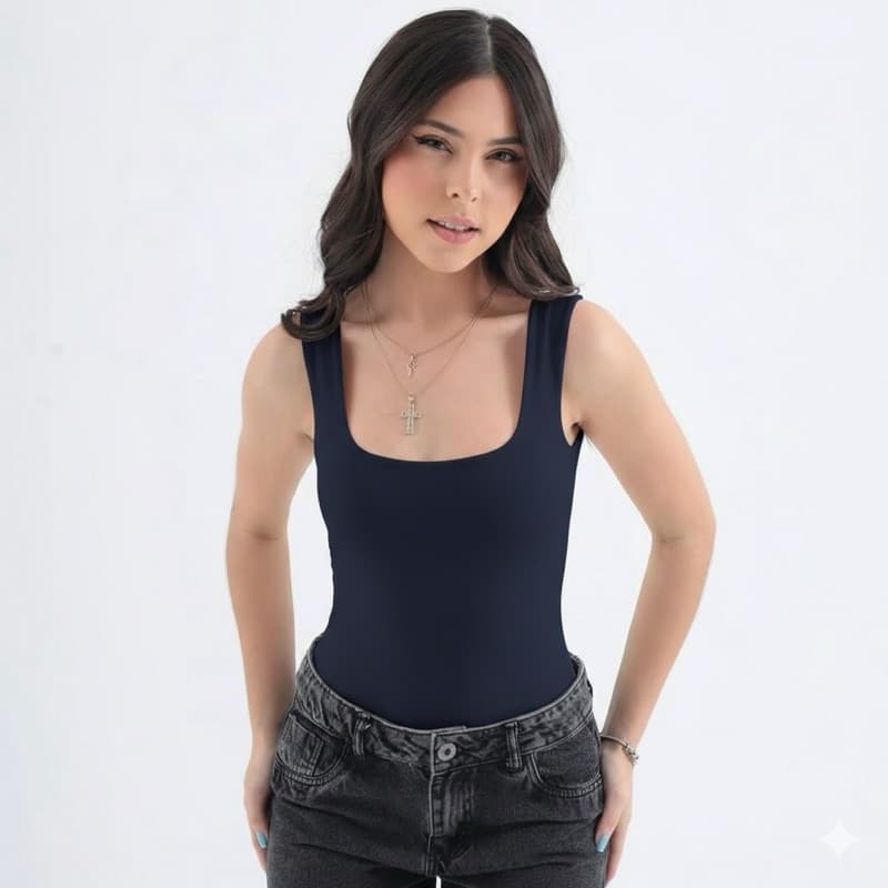 Body Feminina Regata Gola Quadrada Juvenil Adolescente Moda Menina Moça Ajustável no Corpo Jovem Feminino Garota Mulher