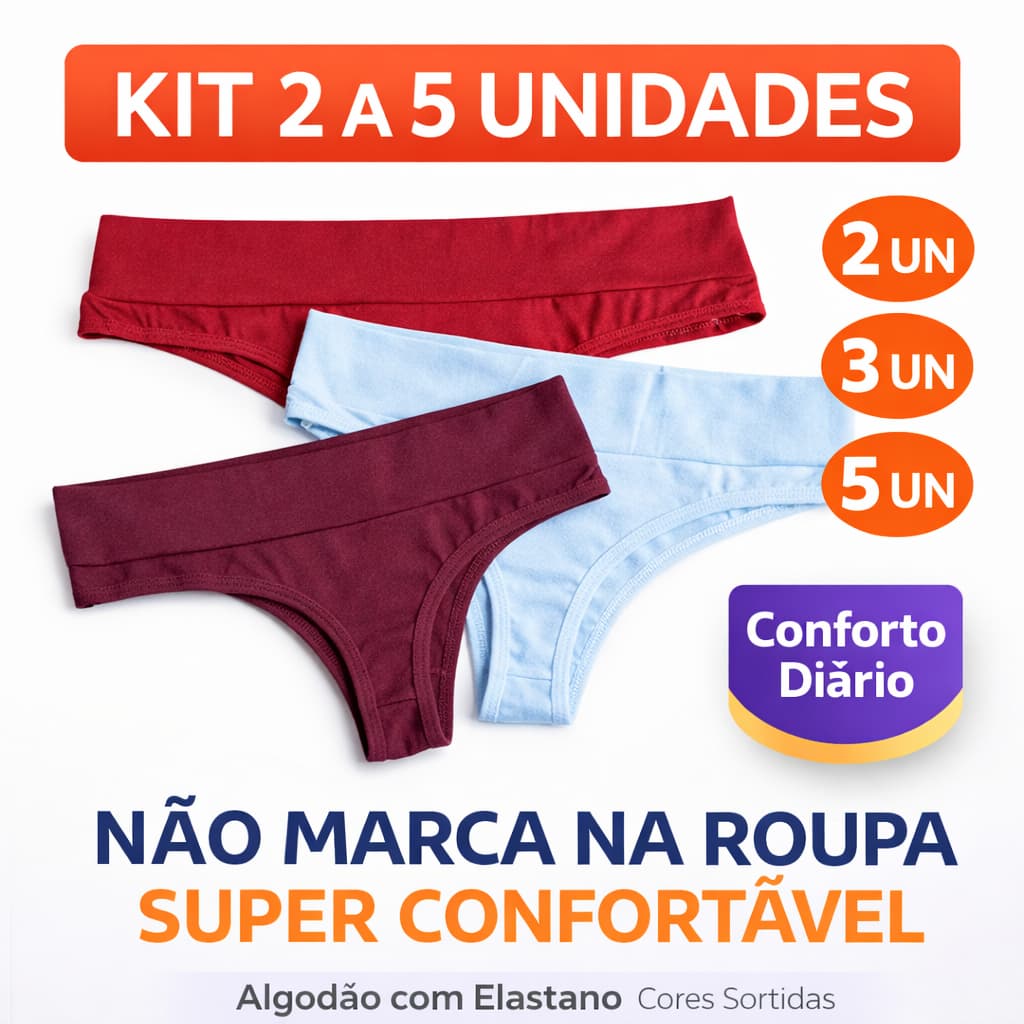 Kit Calcinha FIO DENTAL de algodão - confortável Não marca- P/M/G/GG - confort