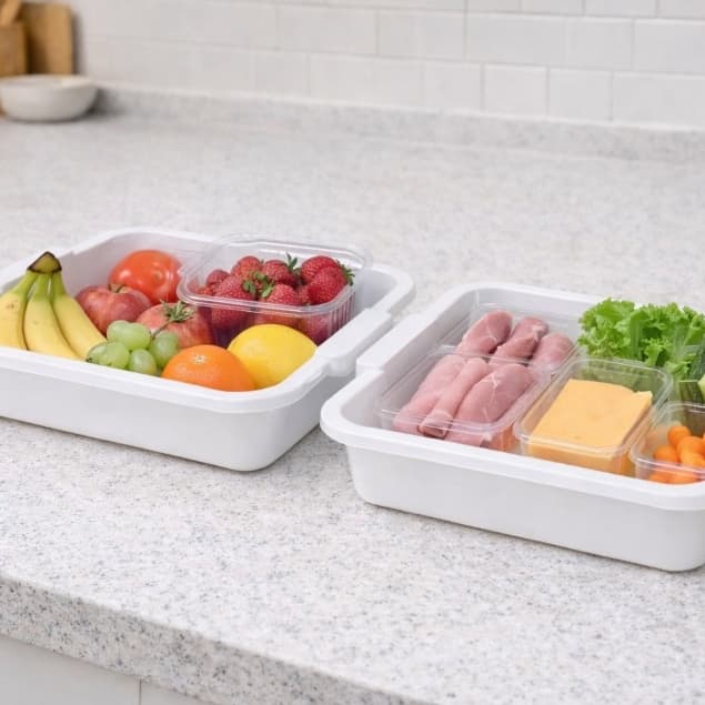 Kit 4/6/12 Bandeja Plástica 4,5L Multiuso Branca para Armazenar Alimentos Temperar Carnes Açougue Hortifrut
