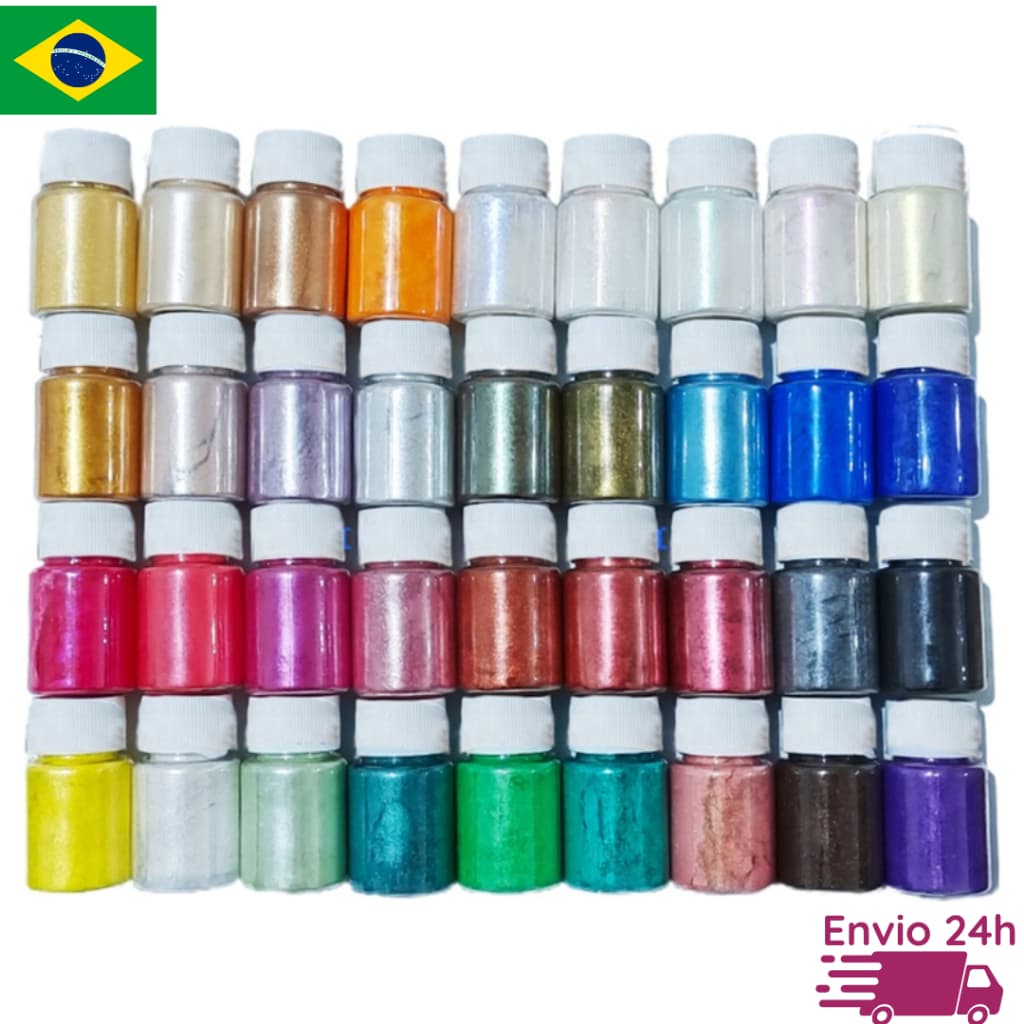 Kit 30 Mica Perolada Natural Mineral em Pó Pigmentação Artesanato Resina epóxi Jóia Acessórios vela