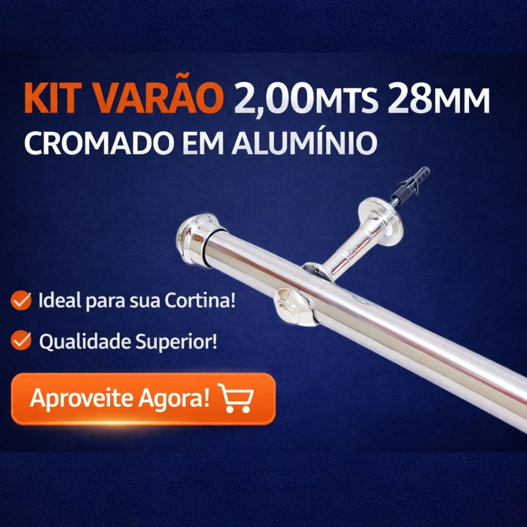 Varão Para Cortinas 2,0Mts 28mm Cromado Prateado