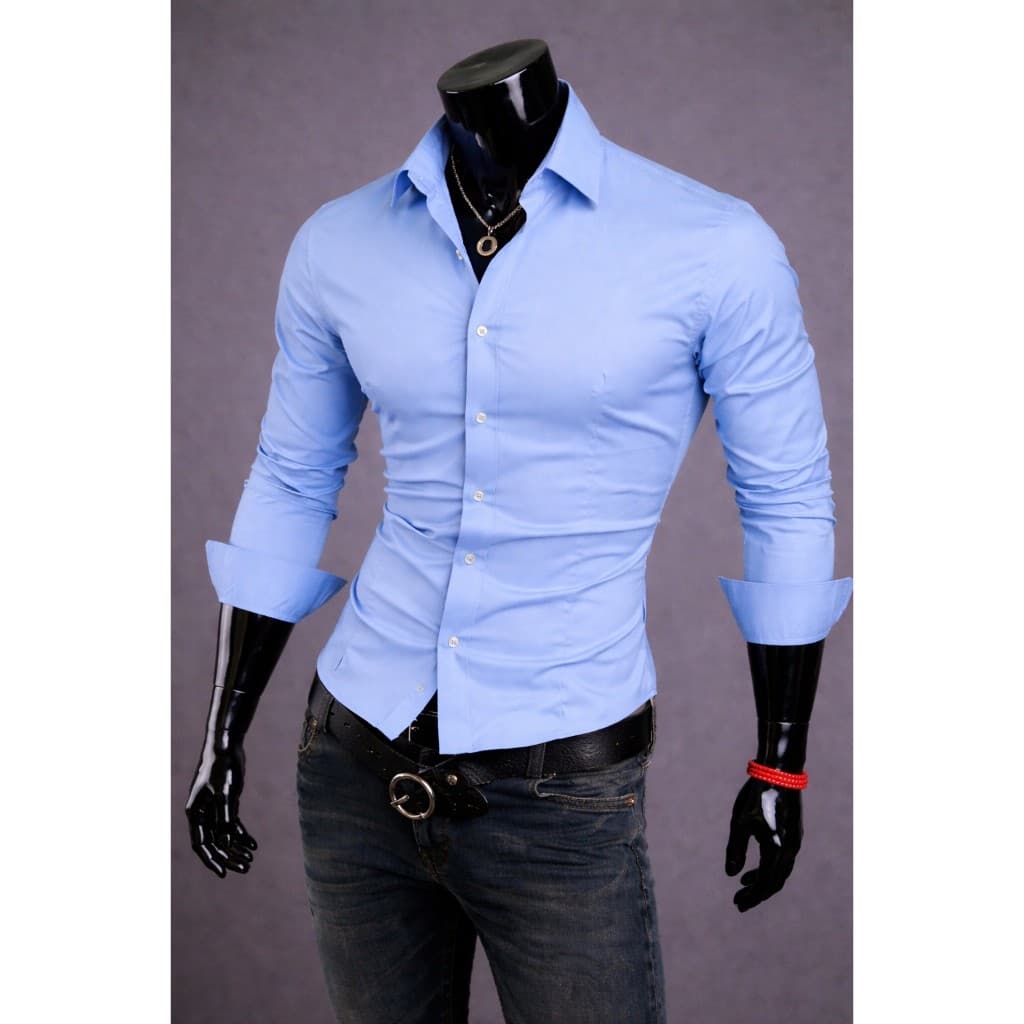 Camisa Social De Botão Masculina Manga Longa Slim Fit Luxo Varia Cores