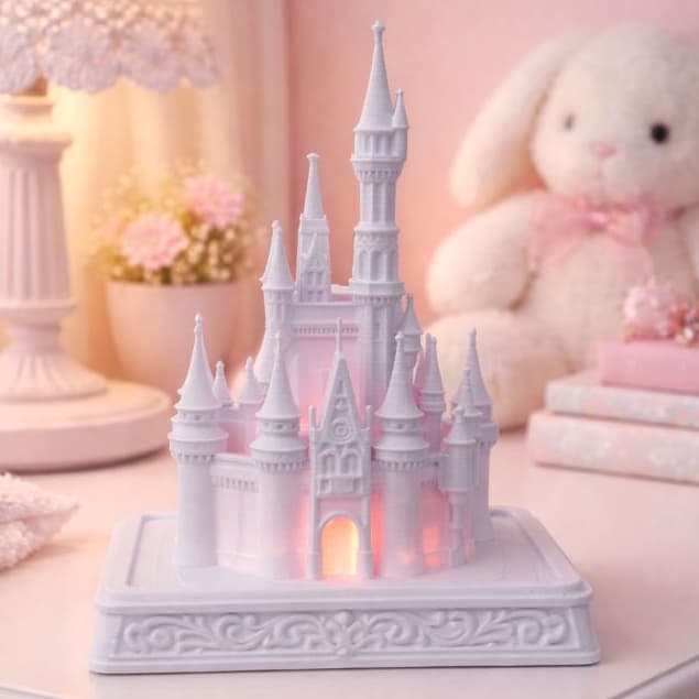 Castelo + Vela LED Decoração Casa Meninas Luminária