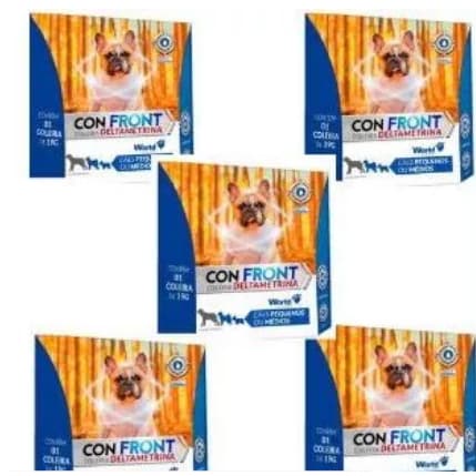 Kit 5un Coleira Confront 19g P Deltametrina Antipulgas e Carrapatos